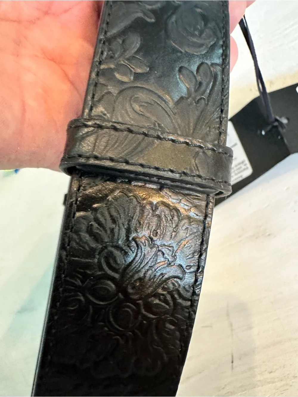Versace Unisex Reversible Black Embossed Leather Belt with Silver Medusa Buckle